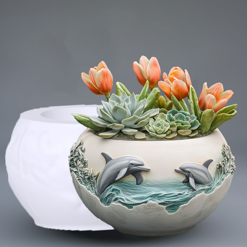 Pareja delfín alivio planta su - Resin Ocean Wave Mold reseña y precio