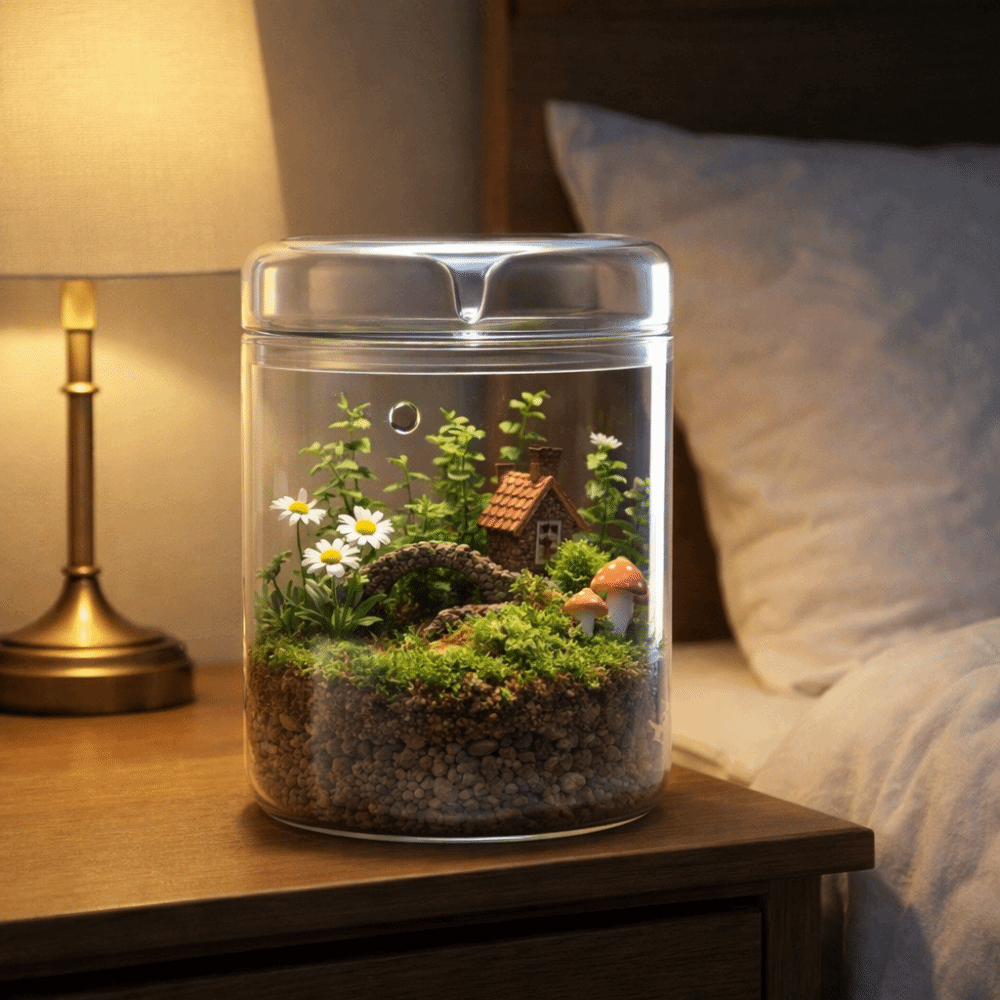 Jarrón Artístico de Vidrio Tra - Terrarium Moss Art reseña y precio